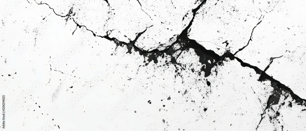 Grunge seamless pattern highlighting black ink details on a textured white background