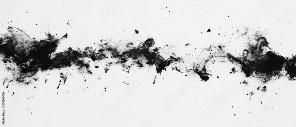 Fototapeta premium Dried black ink textures on white paper creating a seamless grunge pattern for design use