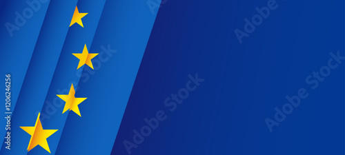 EU Europe Union flag background, banner, wallpaper for text. Europe patriotic template golden stars and blue field	