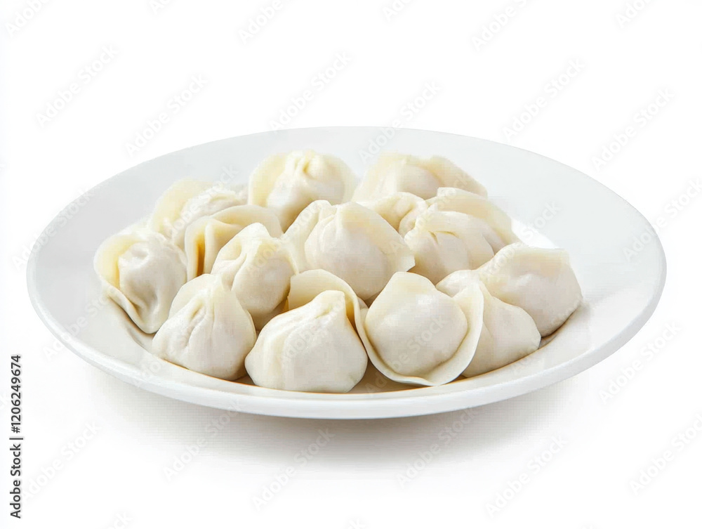 Delicious steamed dumplings served on a white plate, showcasing a traditional dish often enjoyed in various Asian cuisines, perfect for sharing during a casual meal or gathering Delicious steamed dumplings served on a white plate, showcasing a traditional dish often enjoyed in various Asian cuisines, perfect for sharing during a casual meal or gathering