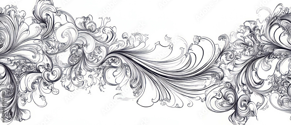 Intricate black ink linework pattern on a snow-white background for elegant design projects Intricate black ink linework pattern on a snow-white background for elegant design projects