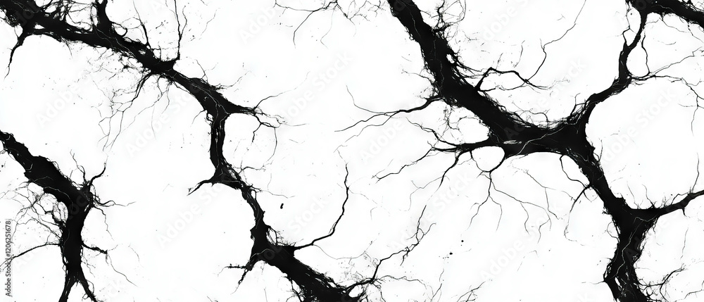 Intricate veined black patterns on a clear white background Intricate veined black patterns on a clear white background