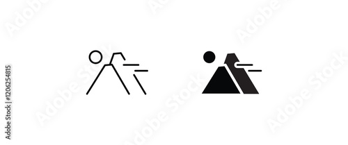 Mountain with flag on a peak Top of mountain with flag icon vector, filled Success, aim achievement, leadership, Mission, Mount, Climbing, conquered, way up, high in, Hiking, Target, Get on top design