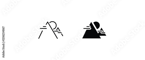 Mountain with flag on a peak Top of mountain with flag icon vector, filled Success, aim achievement, leadership, Mission, Mount, Climbing, conquered, way up, high in, Hiking, Target, Get on top design