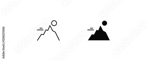 Mountain with flag on a peak Top of mountain with flag icon vector, filled Success, aim achievement, leadership, Mission, Mount, Climbing, conquered, way up, high in, Hiking, Target, Get on top design