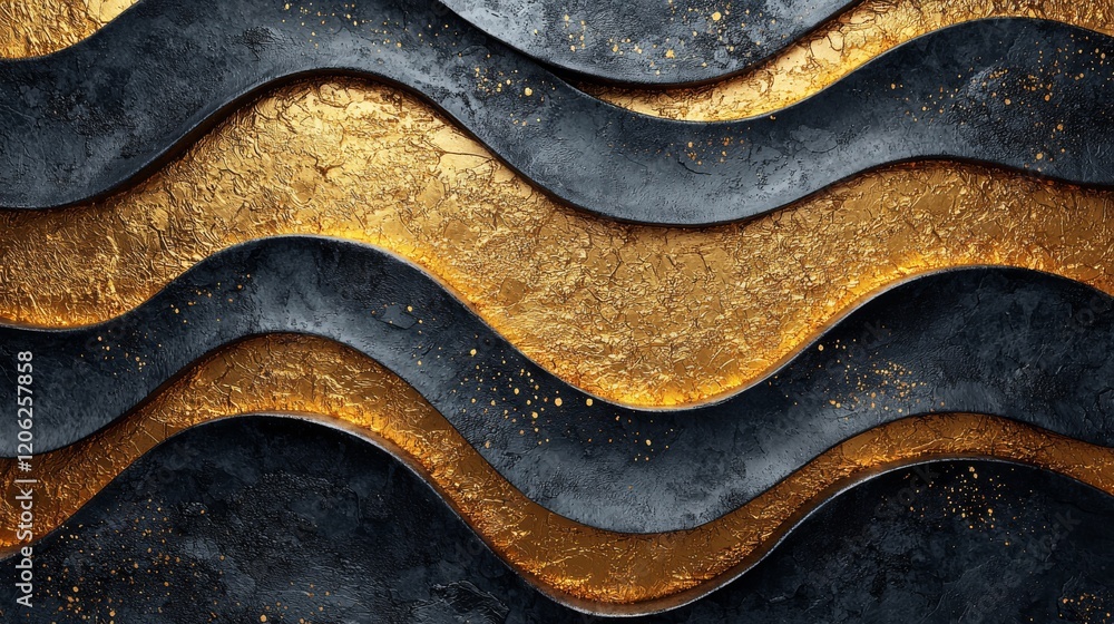 Dynamic golden waves form an abstract digital art creation, showcasing modern design and elegant aesthetics in a close-up view, representing an artistic expression Dynamic golden waves form an abstract digital art creation, showcasing modern design and elegant aesthetics in a close-up view, representing an artistic expression