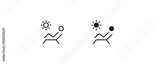 Summer relax sunbathing, Sunbed icon. Resort, beach, chair, furniture, lounger, parasol, relaxation, sea, umbrella Parasol lounger, sun