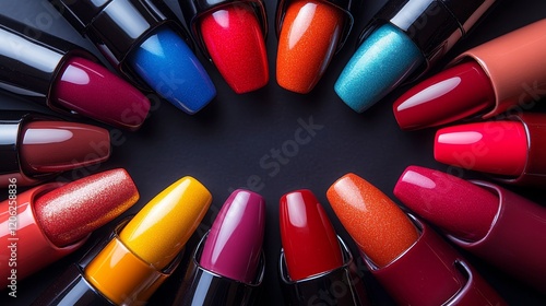 Colorful assortment of lipsticks in various shades displayed in a beauty shop