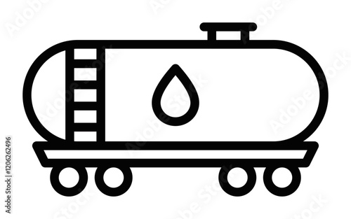 Railway tank icon for liquid transportation. Editable stroke.