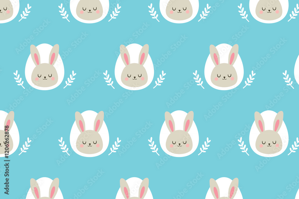 Obraz premium Pattern on the theme of Easter. Cute sleeping rabbit.