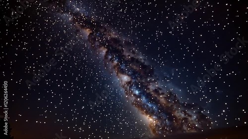 A smooth time-lapse of stars rotating across the night sky, with the Milky Way shining brightly overhead.