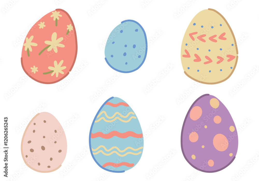 Set of Easter holiday eggs. Cartoon vector illustration isolated on white. Set of Easter holiday eggs. Cartoon vector illustration isolated on white.