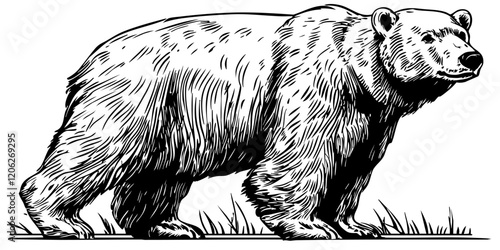 Isolated Hand-Drawn Sketch, Polar Bear Illustration with Transparent Background, High-Quality Vector