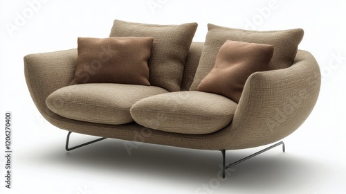 Stylish modern sofa with contrasting cushions in a minimalist setting