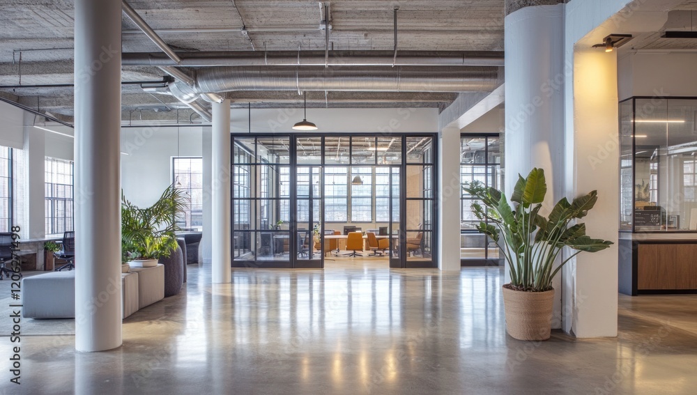 Modern Office Interior Design: Spacious Workspace with Industrial Chic Modern Office Interior Design: Spacious Workspace with Industrial Chic