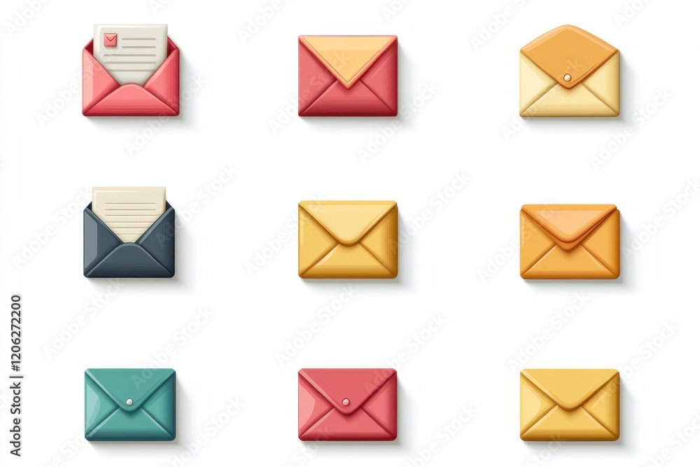 Set of mail icons isolated on white background. Set of mail icons isolated on white background.