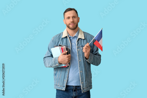 Male French student with bo...