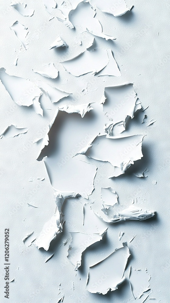 A close-up of a paper with much paint peeling from its surface A close-up of a paper with much paint peeling from its surface
