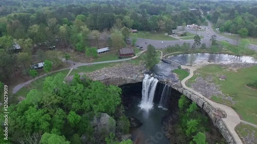 Noccalula Falls Park and Campgrounds in Alabama, Gadsden. Beautiful Landscape. Drone photo