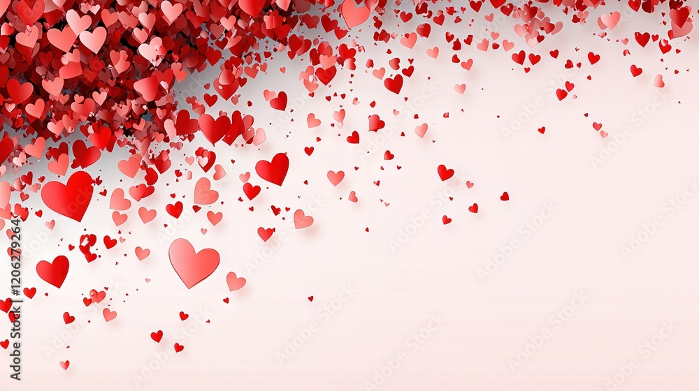 A white background featuring numerous floating red hearts A white background featuring numerous floating red hearts