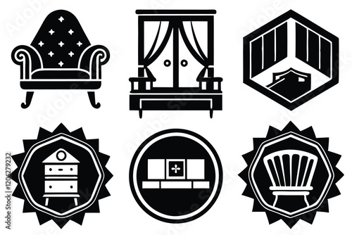 Furniture logo icon set vector art illustration