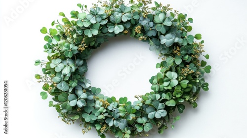Wreath adorned with green leaves and golden ornaments for festive celebration