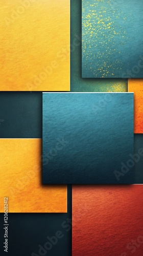 Abstract Colorful Squares Overlapping Warmly Lit Design. AI Generated