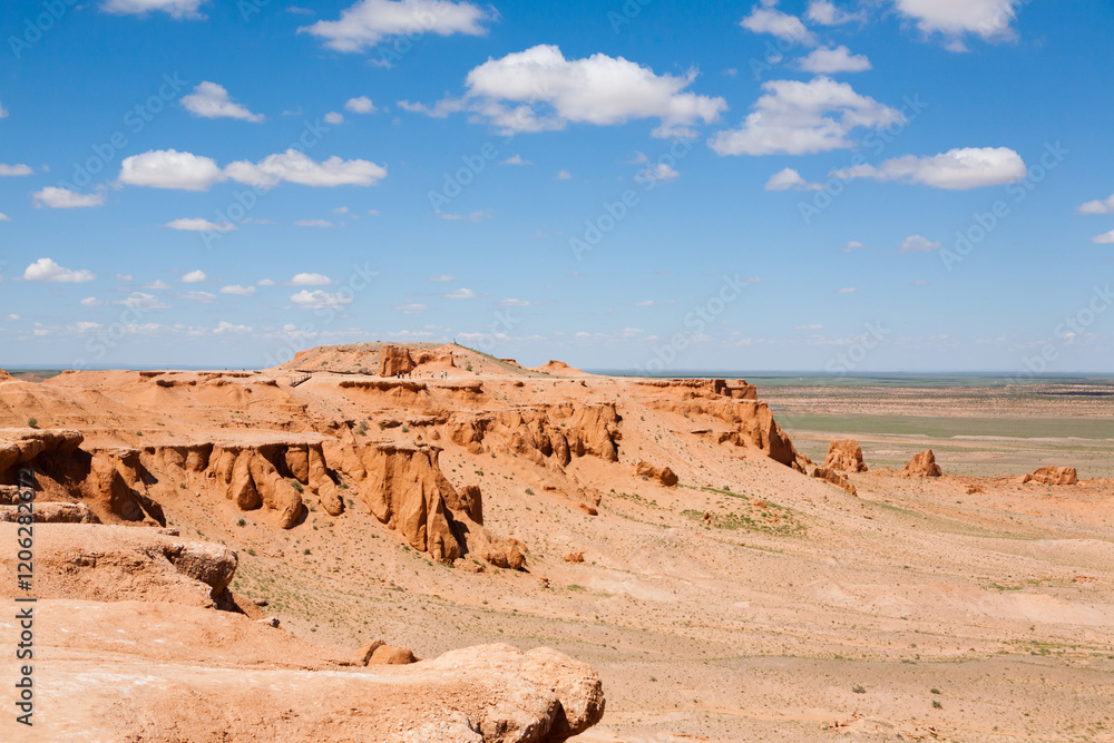 Flaming Cliffs rocks landscape, Mongolia. Gobi desert Flaming Cliffs rocks landscape, Mongolia. Gobi desert