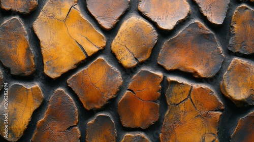 A visually captivating close-up image showcasing the texture and detail of a patterned stone surface, detailed with warm earthy colors, evoking solidity and timelessness. photo