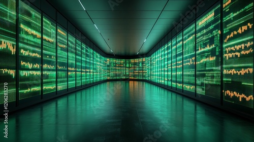 Vibrant green sound wave visualization with glowing particles in a digital en...