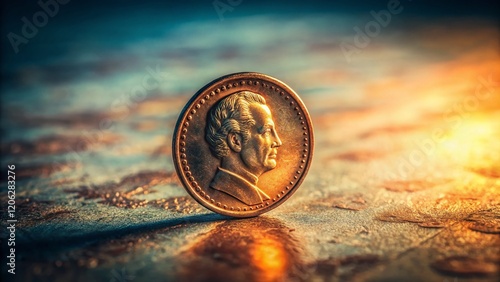 Minimalist Still Life: Aged Coins on Neutral Background photo