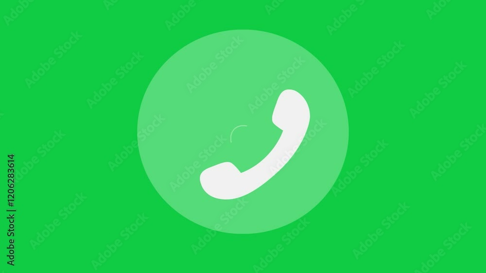 A circular green telephone icon glowing on a green screen, symbolizing active communication and call features. Perfect for futuristic, business, and creative projects requiring. A circular green telephone icon glowing on a green screen, symbolizing active communication and call features. Perfect for futuristic, business, and creative projects requiring.