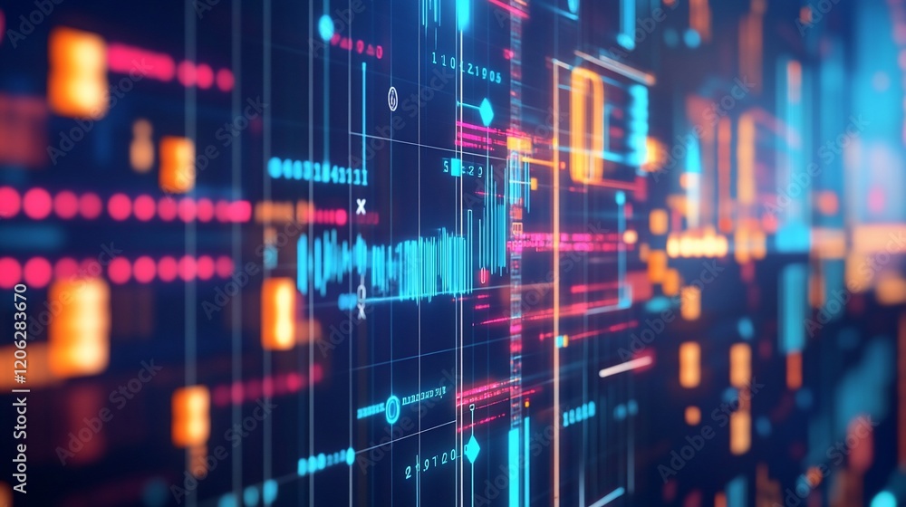 Abstract Digital Data Visualization: Neon Hues and Dynamic Code Streams Abstract Digital Data Visualization: Neon Hues and Dynamic Code Streams