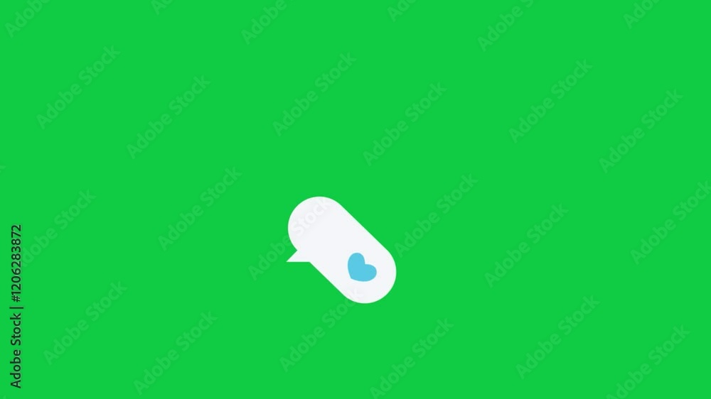 A glowing chat bubble with a heart displayed on a green screen, symbolizing love and communication. Ideal for futuristic, creative, and professional projects requiring vibrant. A glowing chat bubble with a heart displayed on a green screen, symbolizing love and communication. Ideal for futuristic, creative, and professional projects requiring vibrant.