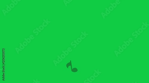 A musical note glowing on a green screen, representing creativity, sound, and expression. Perfect for futuristic, artistic, and creative projects requiring vibrant and dynamic visual themes.