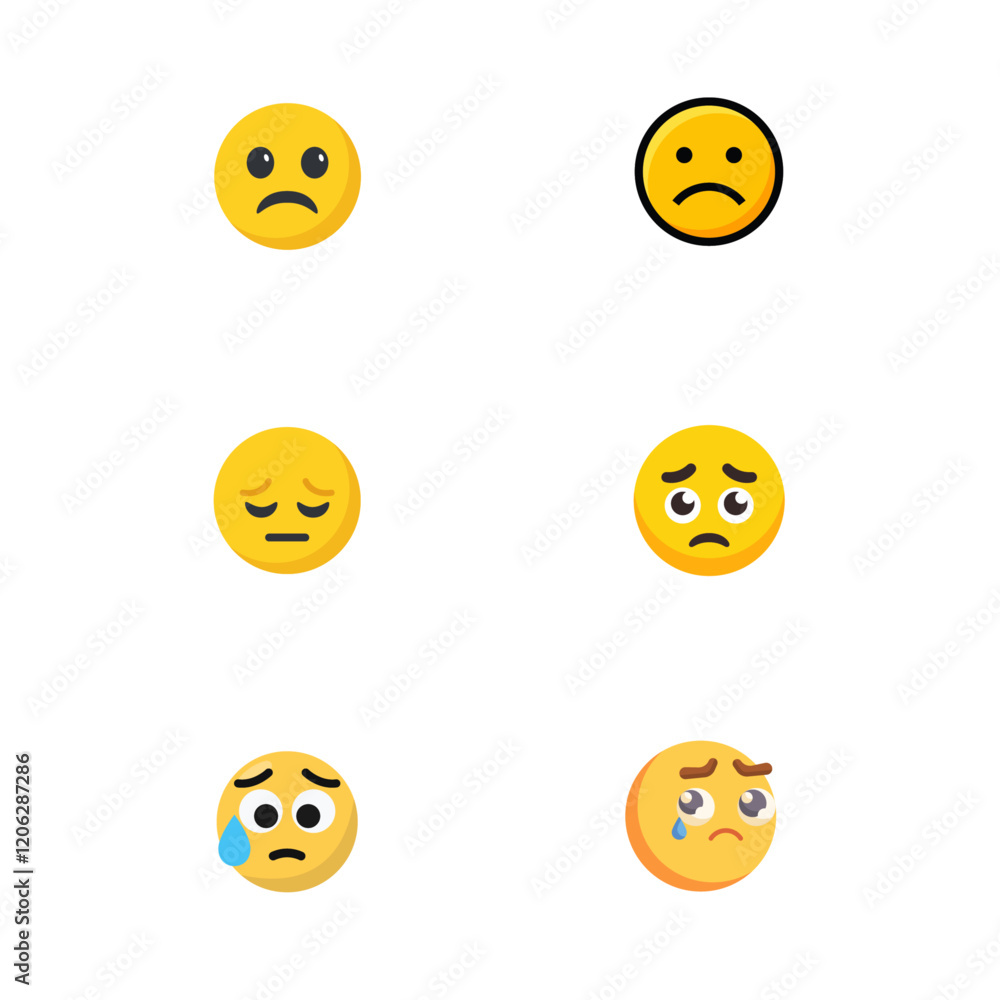 Obraz premium Sad emoji icon flat vector design