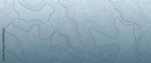 Stylized topographic vector map. Geographical line of mountainous relief. Abstract line contour map of mountainous area.