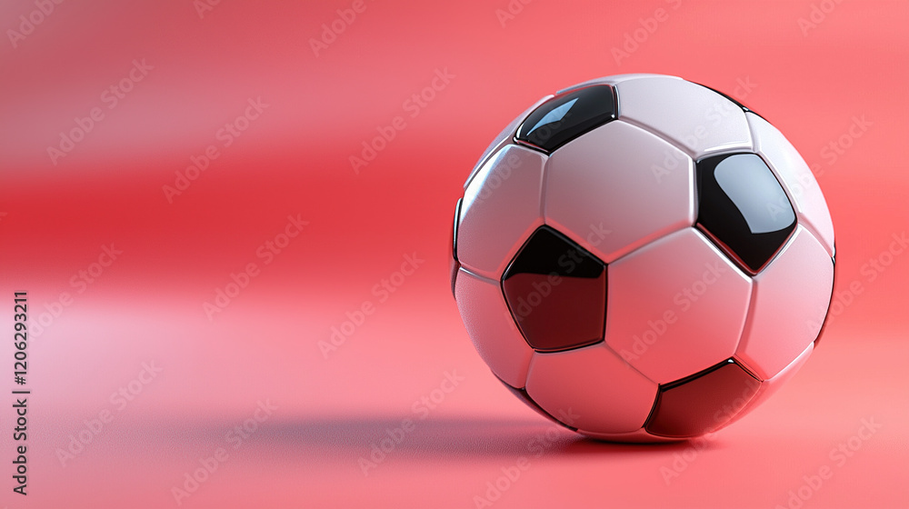 Obraz premium Classic soccer ball on empty vivid pink background