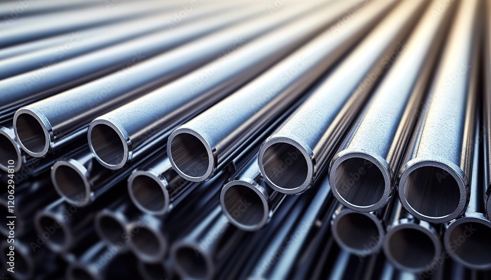The steel bars are stacked in rows, representing the high quality and strength of the stainless steel. The steel bars are stacked in rows, representing the high quality and strength of the stainless steel.