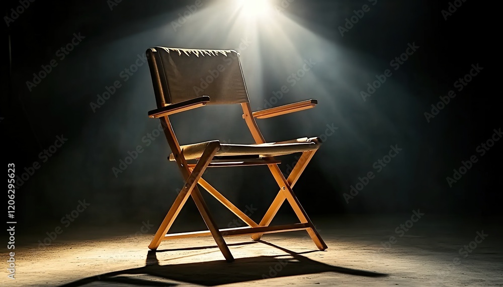 A director's chair with a spotlight shining on it, symbolizing the role of Hollywood figures in content creation and storytelling A director's chair with a spotlight shining on it, symbolizing the role of Hollywood figures in content creation and storytelling