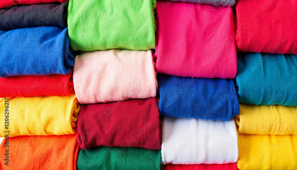 Colorful folded socks in vibrant display, fun and cheerful style Colorful folded socks in vibrant display, fun and cheerful style