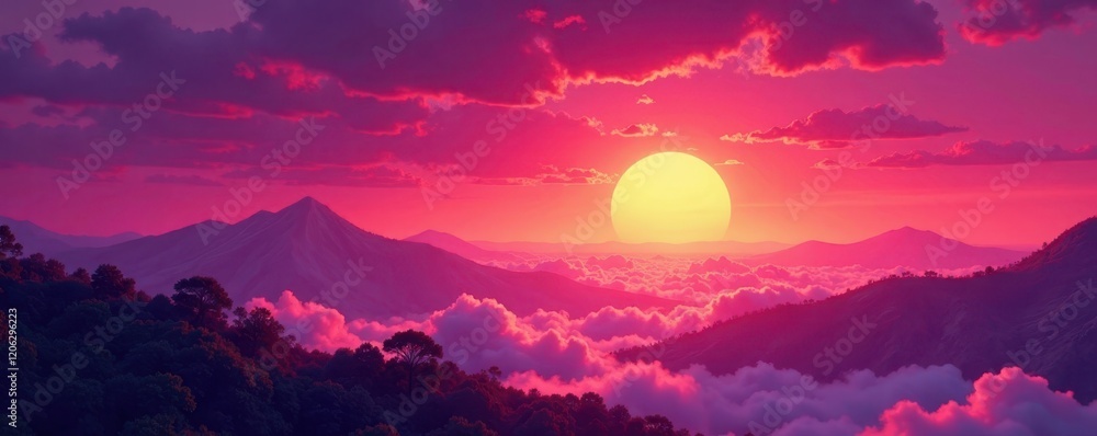 Fiery orange and pink hues melt into a deep purple horizon , color, horizon Fiery orange and pink hues melt into a deep purple horizon , color, horizon