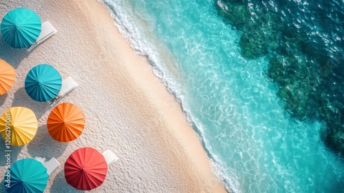 la mer bleu azur des maldives, les plages de sable blanc et les palmiers, le soleil brille dessus. la plage est recouverte de sable fin, entourée d'eau cristalline photo