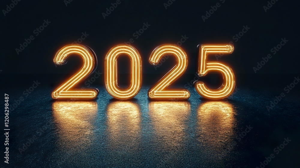 Countdown to 2025 with glowing numbers transitioning from 2024 in a minimal style Countdown to 2025 with glowing numbers transitioning from 2024 in a minimal style