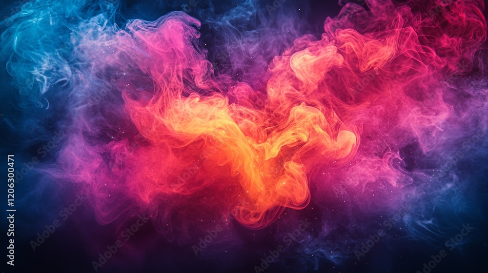 Obraz premium Vibrant abstract clouds with glowing colors on a dark background