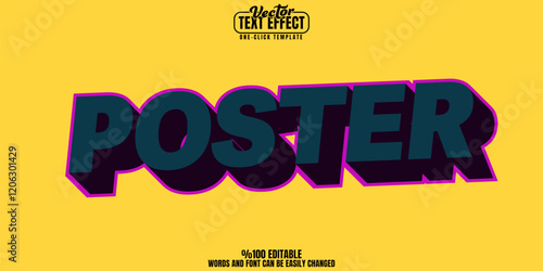 Poster editable text effect, customizable text and effect 3d font style