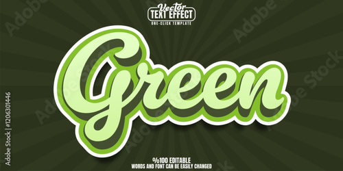 Green editable text effect, customizable olive and retro 3d font style