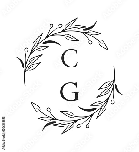 Wedding monogram logo simple circle