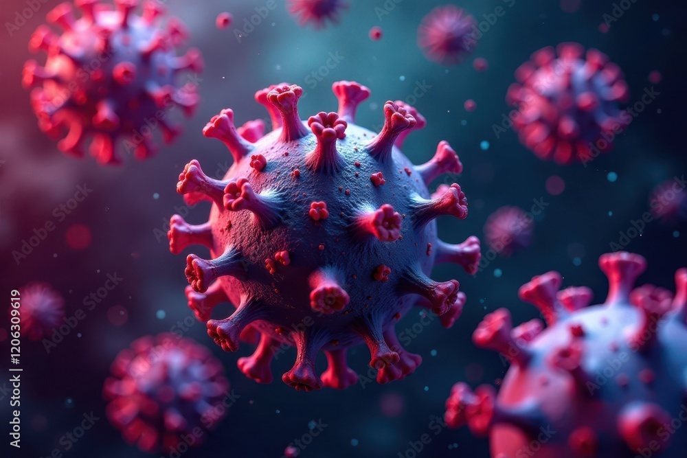 Abstract virus particle shapes, vibrant color palette, medical icon, outbreak Abstract virus particle shapes, vibrant color palette, medical icon, outbreak