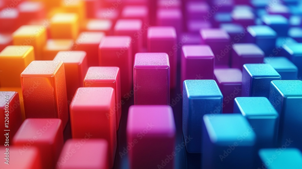 Vibrant 3D cubes in gradient colors creating a modern design Vibrant 3D cubes in gradient colors creating a modern design